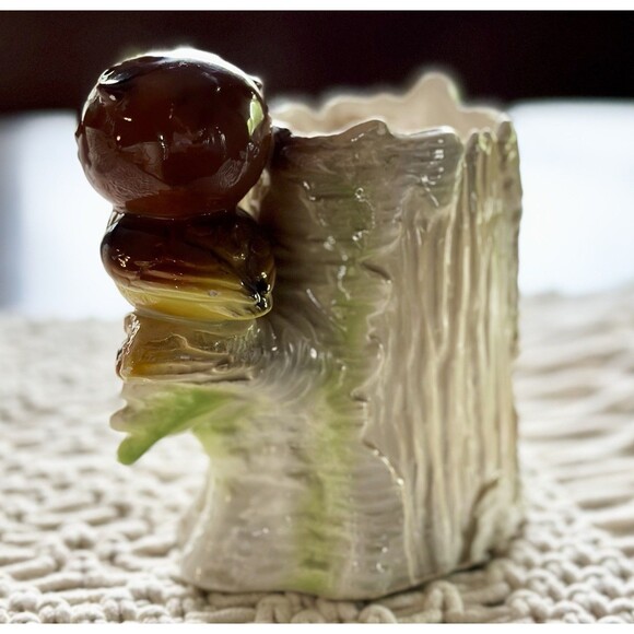 Vintage small ceramic made in Japan cute 5” mom and baby owl in tree planter‎ - Picture 4 of 11